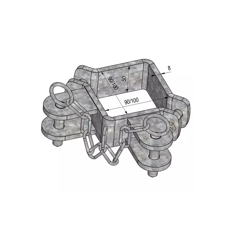 BRIDE DOUBLE ANGLE POUR POTEAU CARRE 100