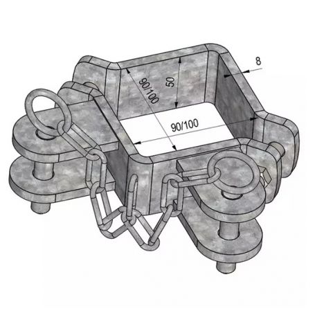 BRIDE DOUBLE ANGLE POUR POTEAU CARRE 100