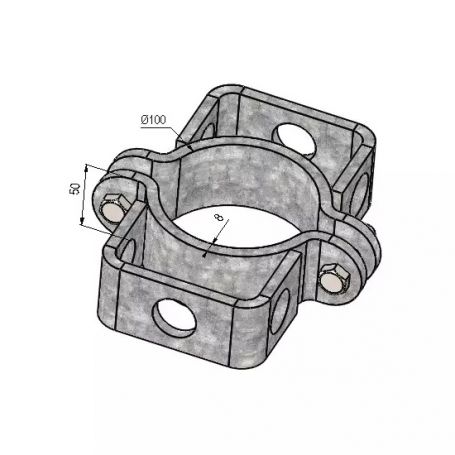 BRIDE DOUBLE VERROU DANS AXE POUR POTEAU ROND Ø102