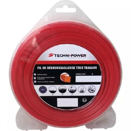 Fil nylon rond Ø1.3mm TECHNI-POWER pour coupe bordure (coque dévidoir 15M)