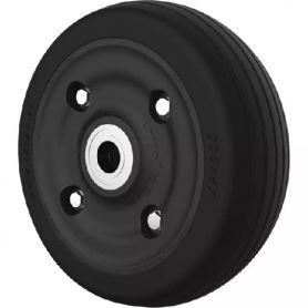 ROUE 200X67MM CAOUTCHOUC LISSE 60 SHORE JANTE PLASTIQUE