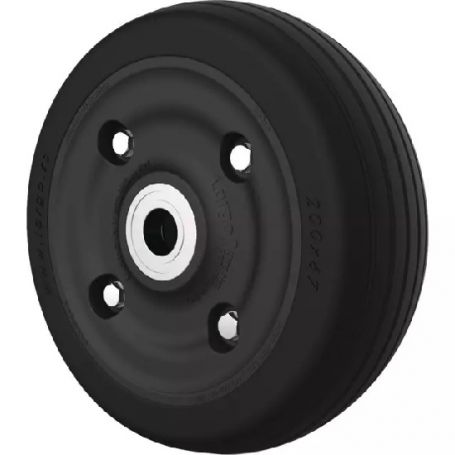 ROUE 200X67MM CAOUTCHOUC LISSE 60 SHORE JANTE PLASTIQUE