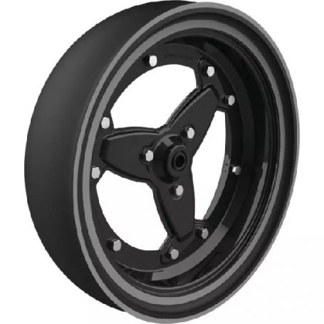 ROUE 400X115MM CAOUTCHOUC LISSE A LEVRE 60 SHORE